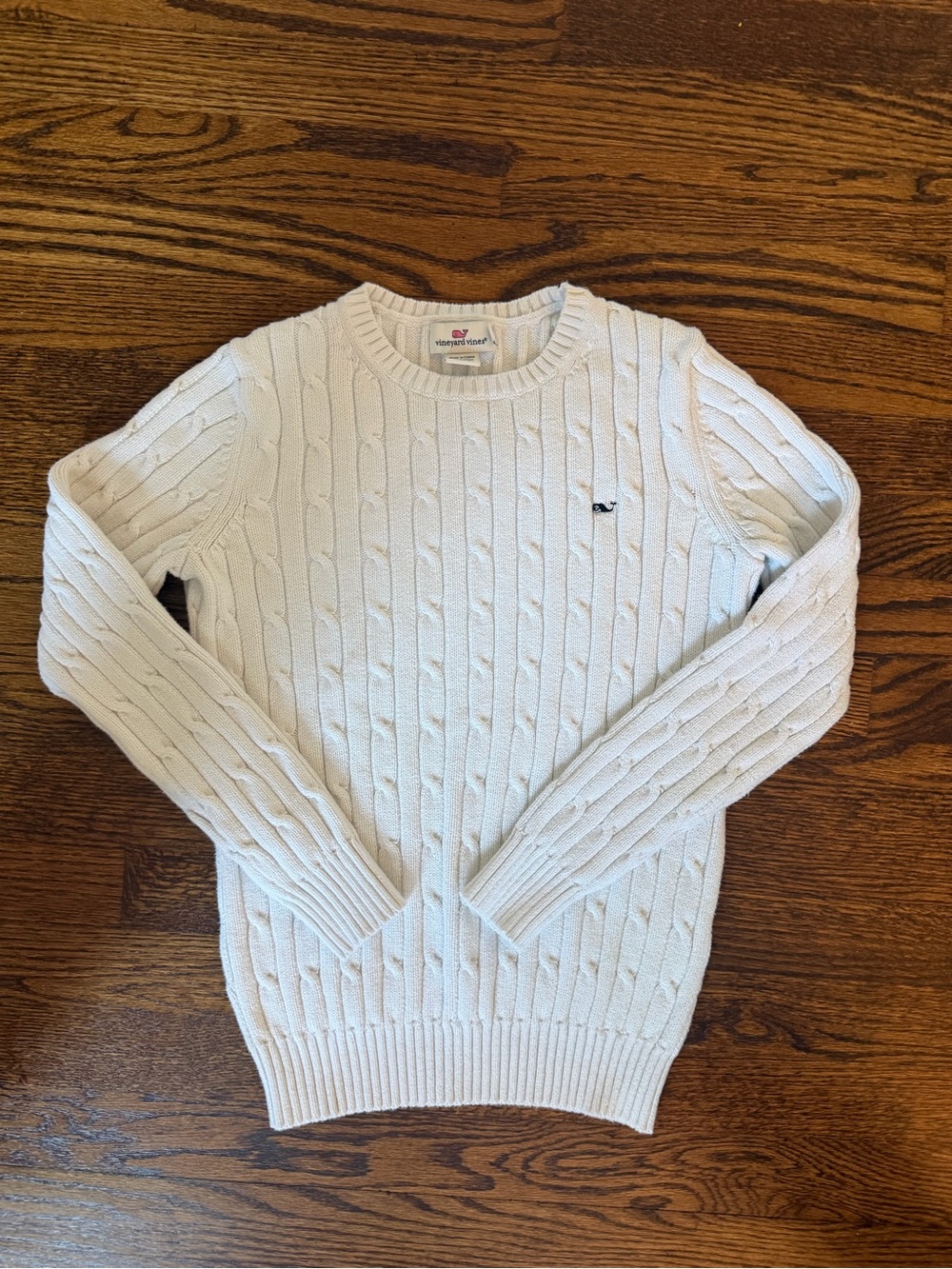 Vineyard Vines Men's White Cable-Knit Crewneck Sweater